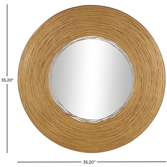 Gold Abstract Overlapping Wire Rings Metal Wall Mirror